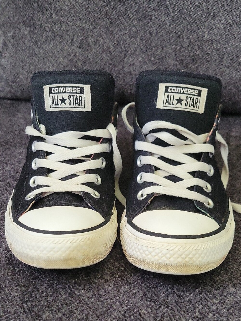 Converse Black Canvas Low Top Sneakers with White Accents - Picture 2 of 5